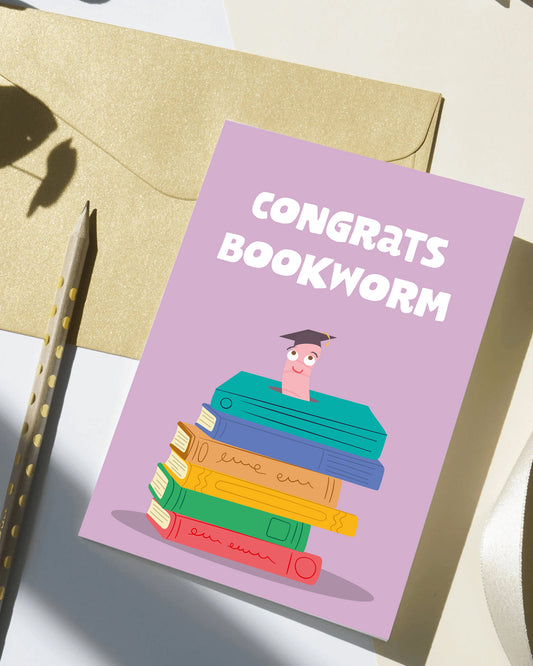 Congrats Bookworm Greeting Card