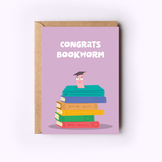 Congrats Bookworm Greeting Card